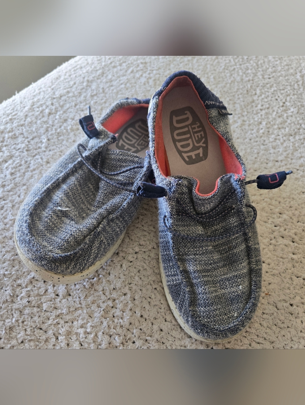 Hey Dude Blue/Gray Knit Slip-On with Coral Lining